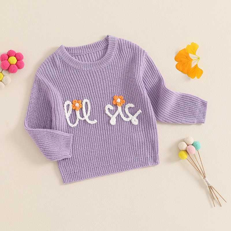 FOCUSNORM 0-3Y sisters matching children girls boys knitting sweater long sleeve flower letter embroidery zipper knitting W240820