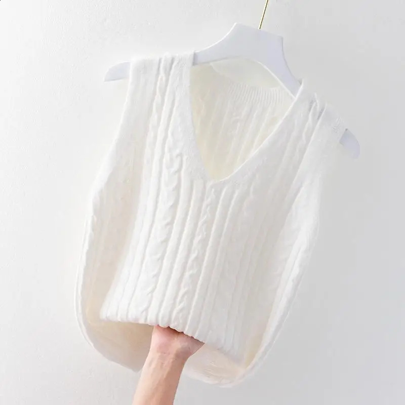 Knitted Womens Fashion Sweater Vest Spring and Autumn Style Loose Sleeveless Underwear Top 240819