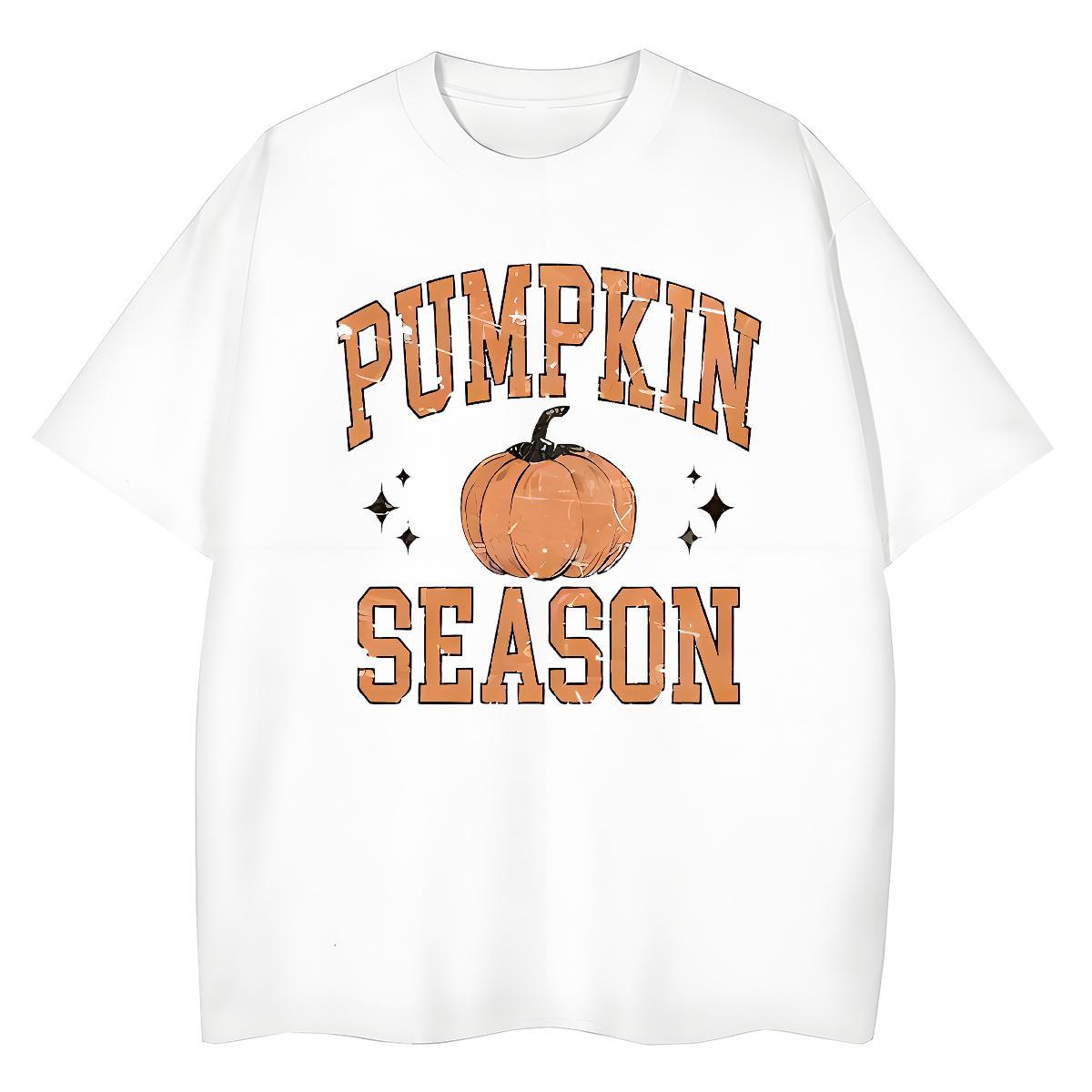 Loose Fit Men T Shirts pumpkin O Neck Short Sleeves Casual Beach DIY Anime 230g 100% Cotton Men Clothes T-Shirt Fashion Casual Tops Tees