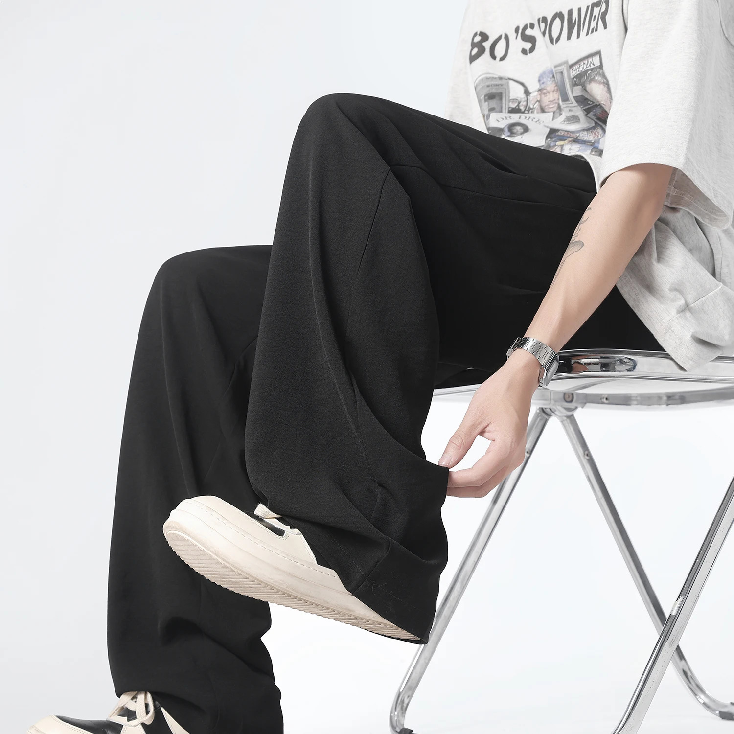 LAPPSTER Summer Thin Smooth Black Baggy Sweatpants Grey Cool Joggers Pants Korean Fashions Sweat Pants Harem Pants Tracksuit 240820