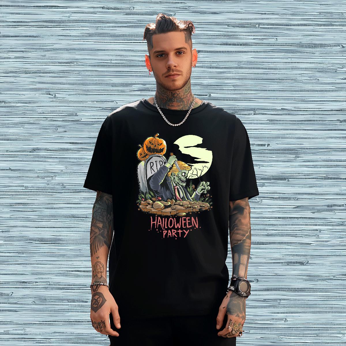 Designer Mens T Shirts halloween Breathable Crew Neck Hip Hop Street Cartoon Printing L-4XL 230g 100% Cotton Mens Tshirts Classic Casual Wear
