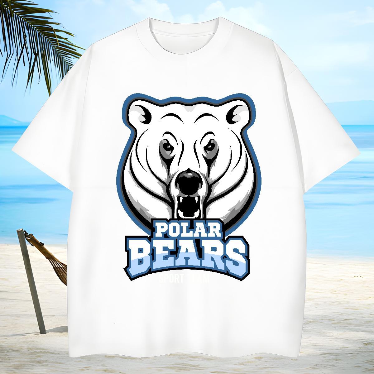 TOP Quality Men T Shirts bear Breathable Short Sleeve Home Outdoor Custom Printing 230g 100% Cotton Men Clothes T-Shirt Fashion New Tees