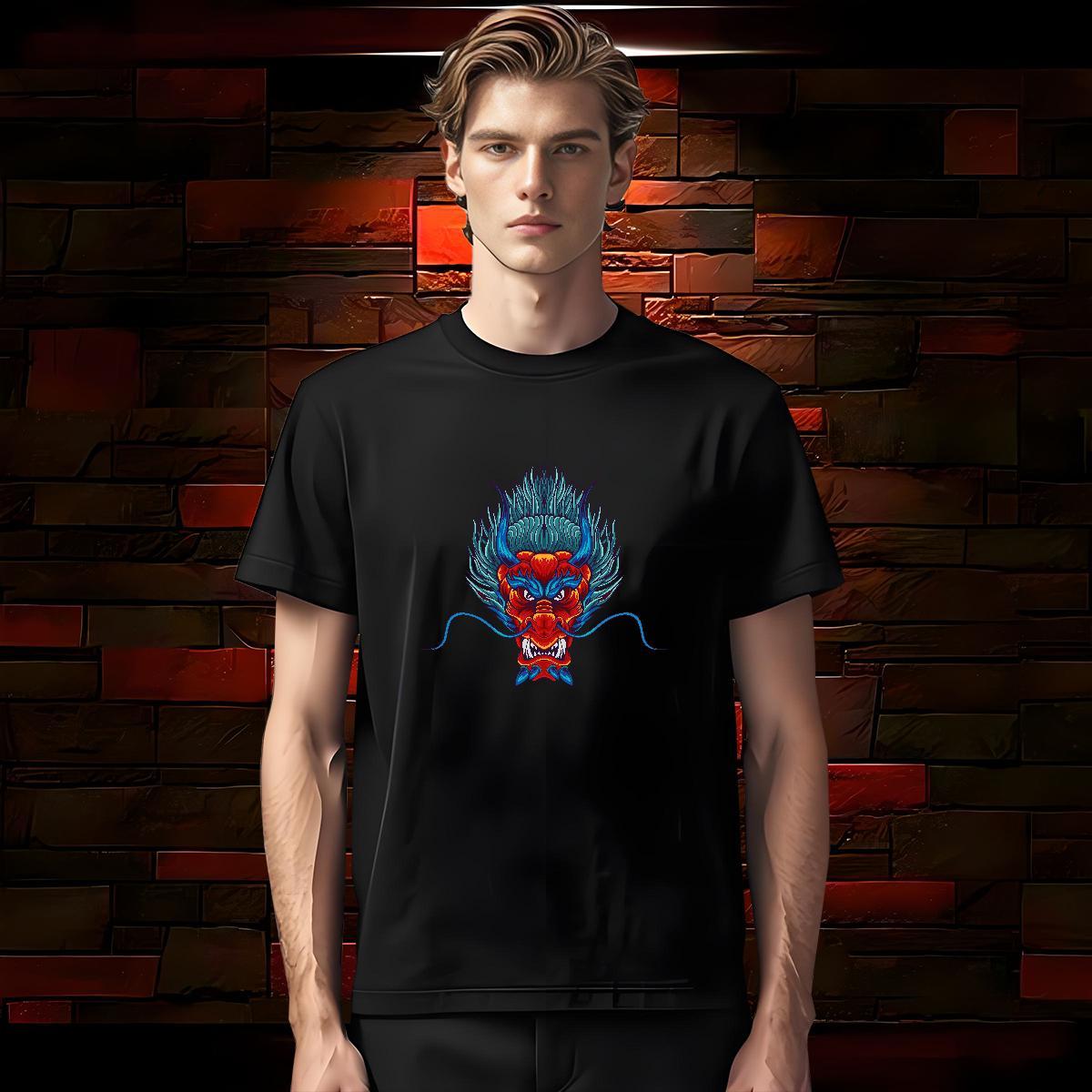 Mens T Shirts 230g Pure Cotton fierce Daily Wear Crew Neck Black Oversized Men Tshirts Fashion Casual TOP Quality Tops