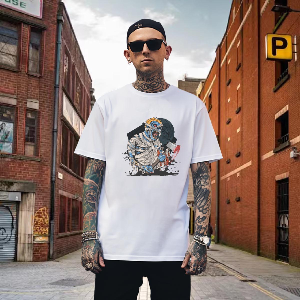 Designer T Shirt For Man zombie Round Neck Short Sleeve Street Casual Custom Printed 230g Pure Cotton Tshirts 2024 Summer Wear