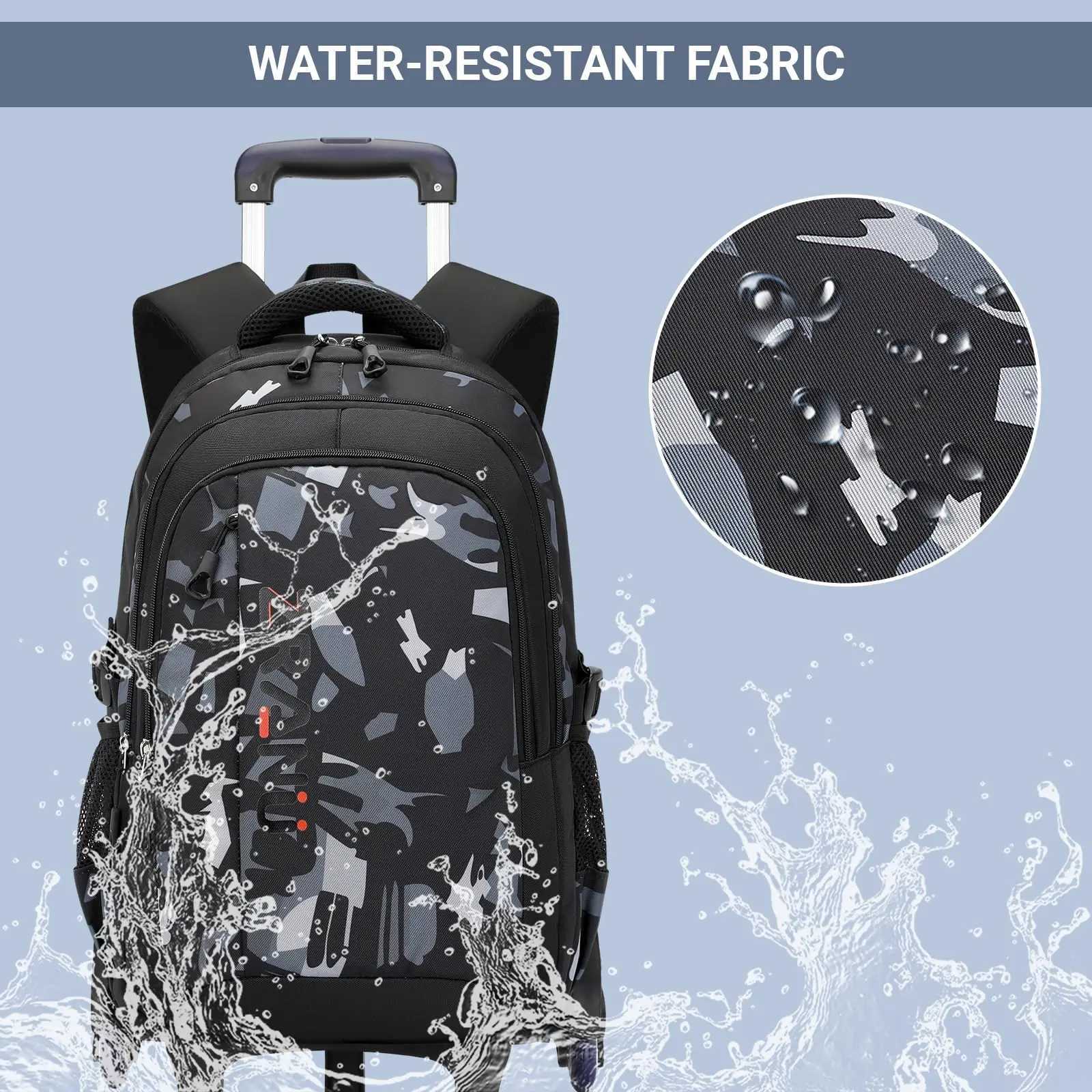 School Backpack Trolley for Boys Men Backpack with Wheels School Bag Boys Teenagers Waterproof Casual Daypack 16 Inch Y240820