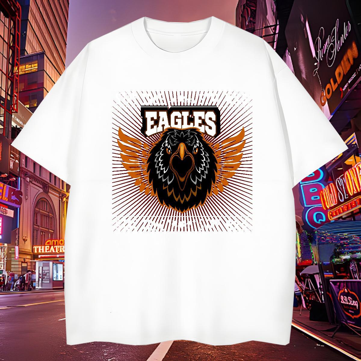 Comfortable T Shirt For Man eagle Round Neck Short Sleeve Anime Printing Street Custom Anime 230g Cotton Men Clothes T-Shirt Fashion Casual Tees