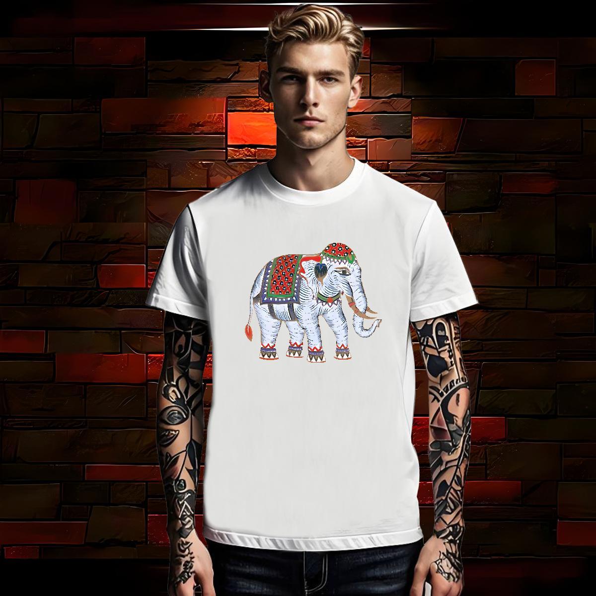 Fashion New Men Tees elephant Home Outdoor 230g 100% Cotton Tops Short Sleeve Soft Cool Design T Shirts Men Anime Print