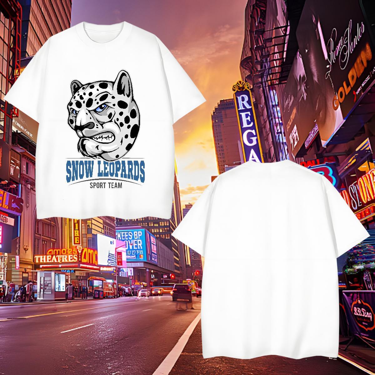 Loose T-Shirts leopard Breathable Short Sleeve Casual Beach Skull 230g Pure Cotton Men Tshirts DIY Customized Tops Shirt