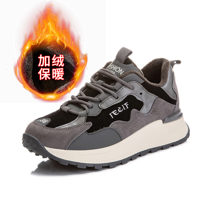 Ddmysports Plush Dad Women Winter New Thick Sports For Casual Single Shoes Flat Soled Genuine Leather S OUTDOOR