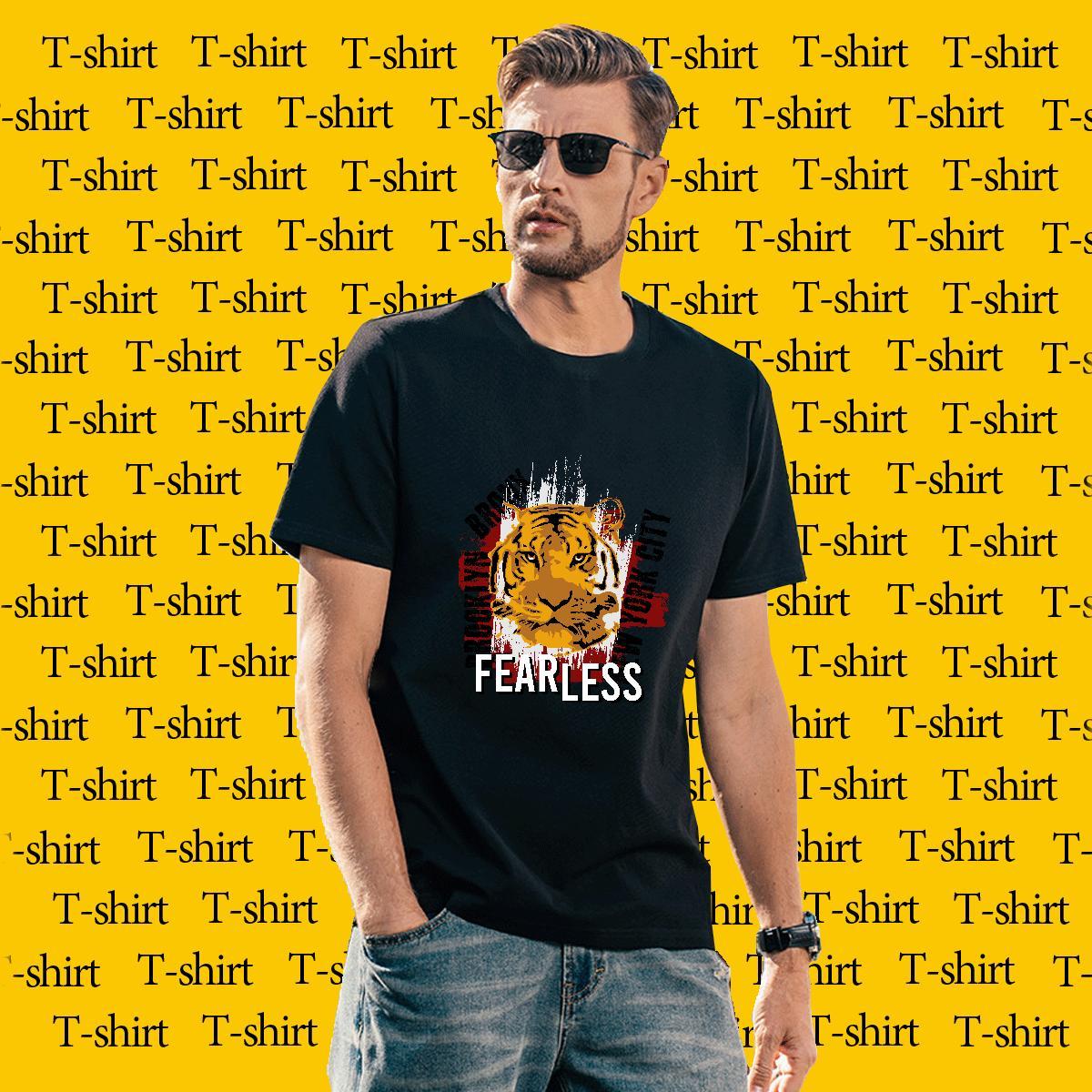 High Quality T shirt tiger Breathable Soft Street DIY 100% Cotton 230g Men Tops Tees New Designer Tshirts