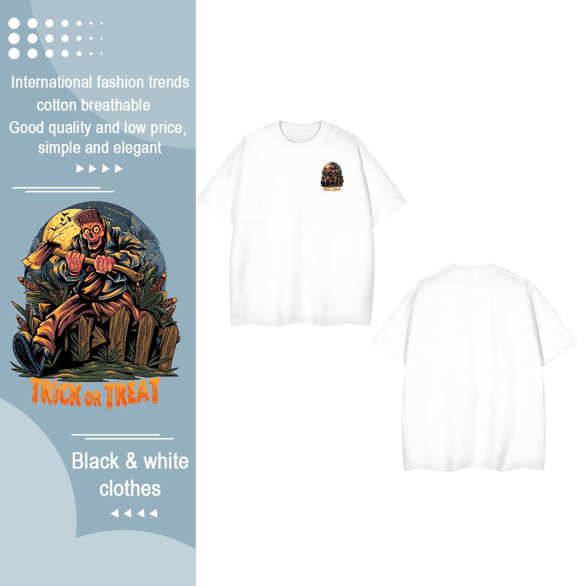 New Arrival Men Tshirts Halloween Street Wear 100% Cotton 230g Clothings Crew Neck Breathable Cool Design T Shirts Men DIY Printed