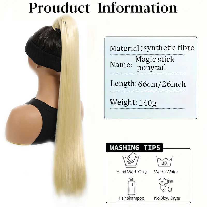 Magic wand ponytail synthetic Wig long straight ponytail female Wig durable for daily gatherings W240817