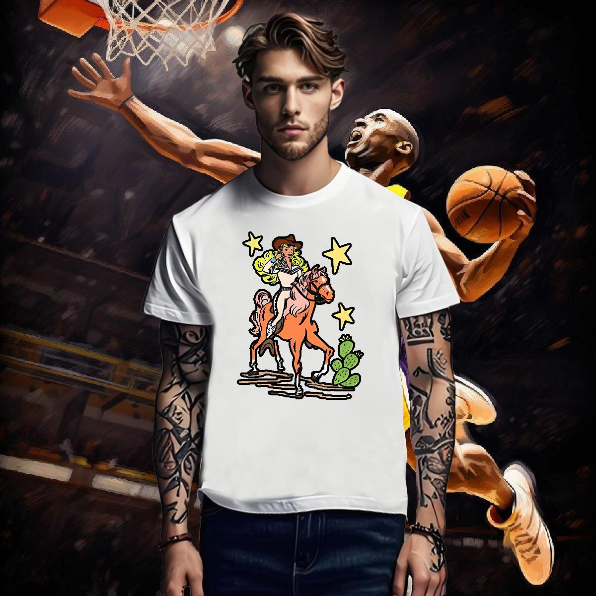 2024 Men Tshirts star Hip Hop 230g Pure Cotton Tees Shirts Breathable Crew Neck Wholesale T Shirts Men DIY Logo Oversized
