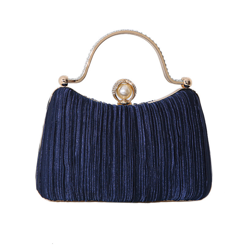 New high-end pearl dinner bag, women's handbag, socialite style formal dress, banquet pleated diamond inlaid handbag