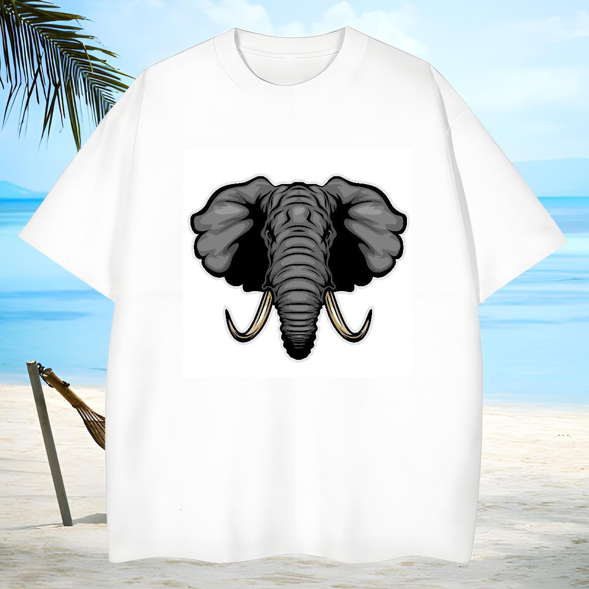 Unisex Mens T Shirts elephant Breathable Beach Customized Print 230g 100% Cotton Men Tees Stylist Tshirts