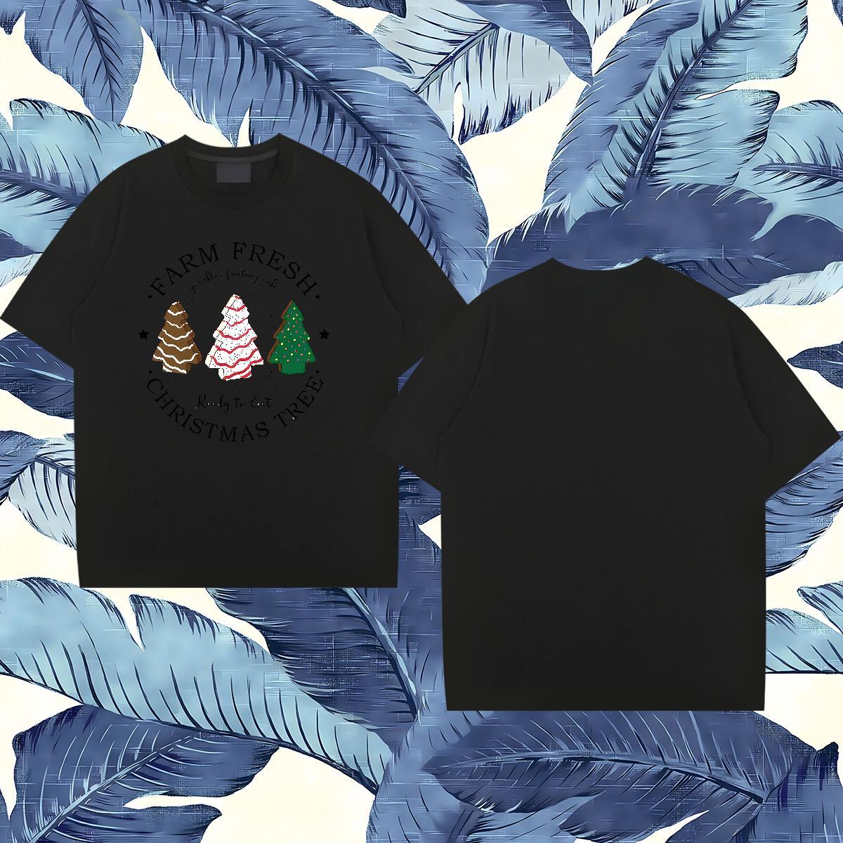 DIY Customized Couples T Shirts christmas trees Outdoor 230g Cotton Wear Round Neck Short Sleeve Designer Men T Shirts Custom Big Size