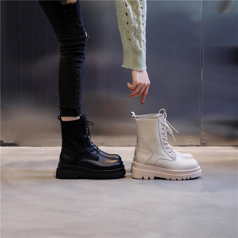 Ddmysports New Autumn And Winter British Style Thick Soled Martin Boots For Women Short Socks With A Middle Tube Made Of Genuine Leather Wenzhou S Sho