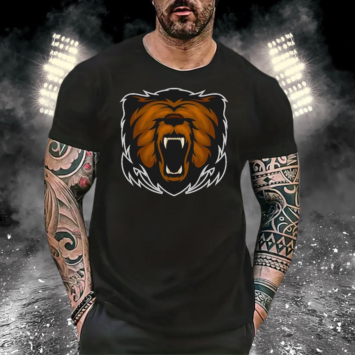Cool Mens T Shirts lion Short Sleeve Soft Sports Casual Anime Print 230g Cotton Men Tshirts 2024 Summer Tops