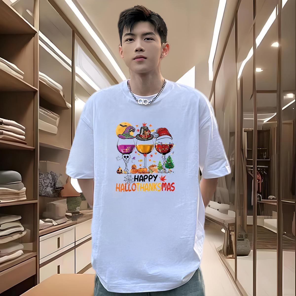 2024 Summer Tshirt for Man Woman goblet Street 100% Cotton 230g Top Tees Breathable Soft Brand T-Shirts Oversized 3XL 4XL