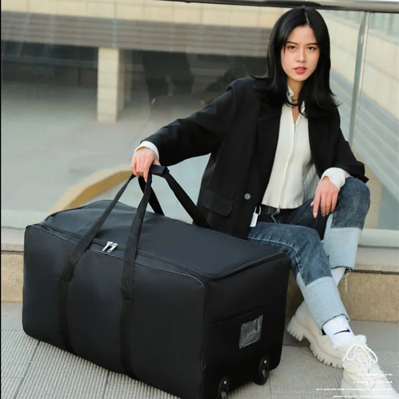 Foldable Travel Bag On Wheels Air Consignment Package High Capacity Storage Luggage Handbag Anti-scratch Shoulder Bag 240819