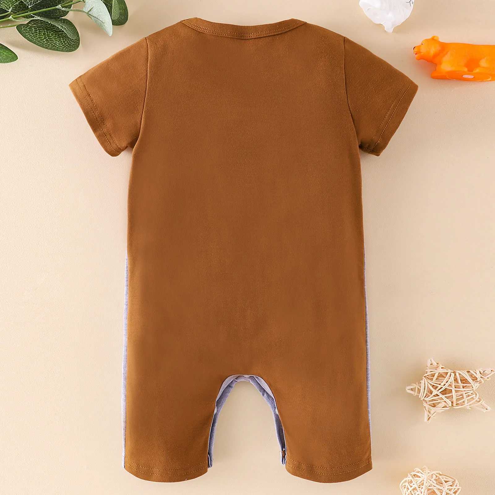 Printed baby clothing boys jumpsuit short sleeved girls cartoon jumpsuit baby girls jumpsuit 6-month-old baby girls dress W240806