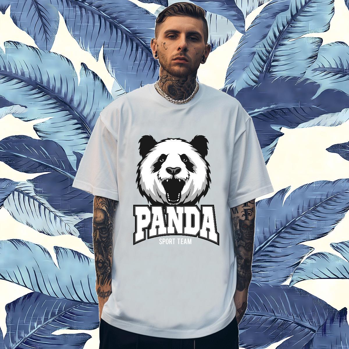 Comfortable T-Shirts panda Breathable Short Sleeve Home Outdoor Custom Printing 230g Cotton Men Tshirts Stylist Polos