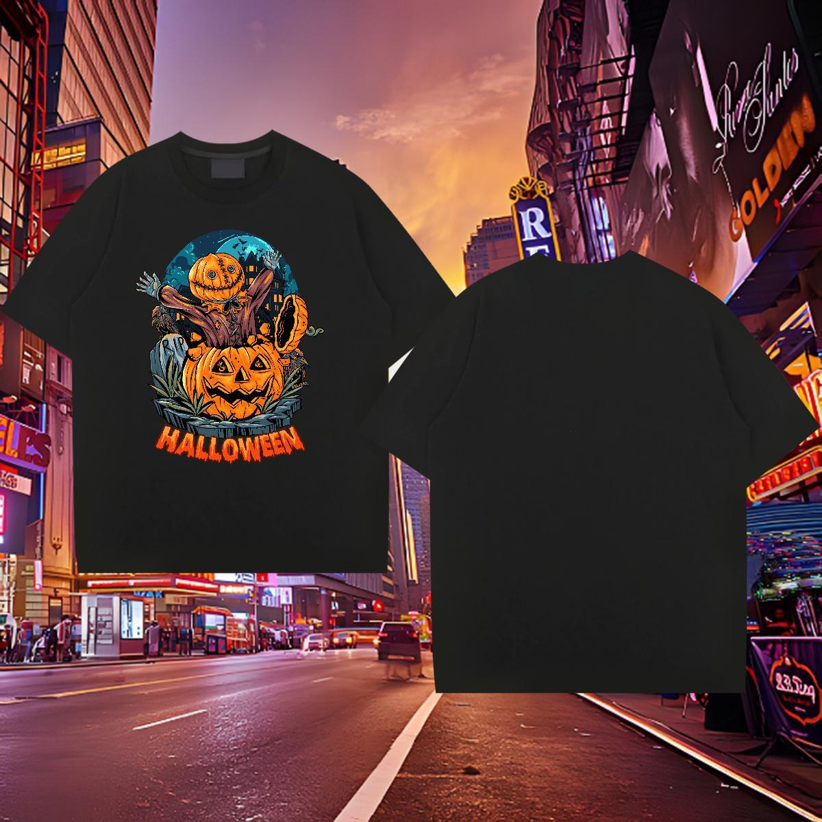 Loose T shirt halloween Breathable Short Sleeve Street wear Hip Hop Anime Print 230g Cotton Tshirts Brand Tee Shirt