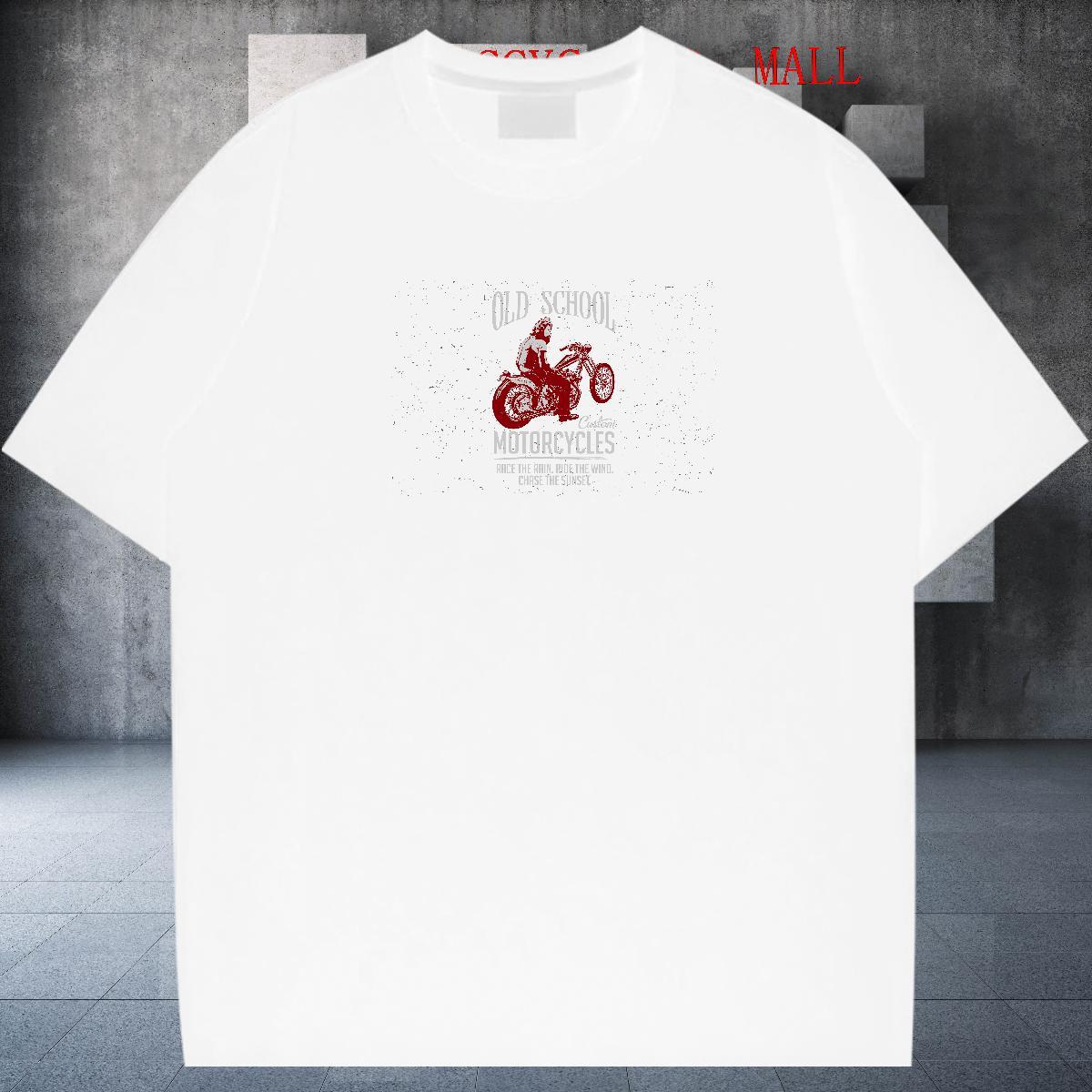 Popular Tshirt for Man Woman Hip Hop 230g Pure Cotton Custom Print Oversized Round Neck Short Sleeve Motorcycle T Shirts Men Fashion Design Polos