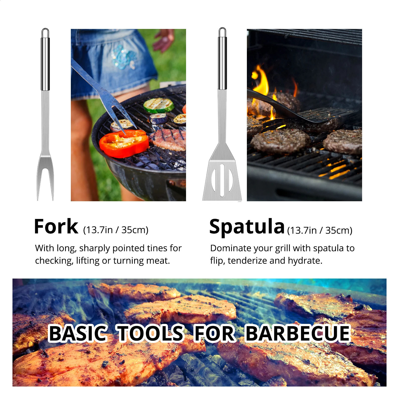 stainless steel grill set nine piece barbecue combination tool outdoor 240820