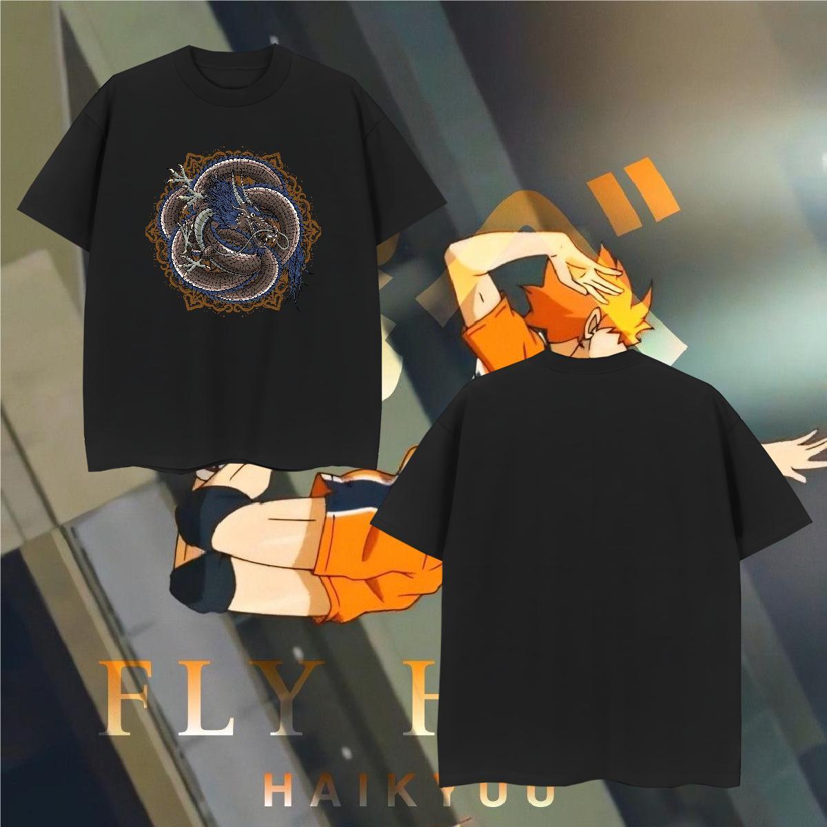Men T Shirts 100% Cotton 230g dragon Casual Daily Wear Breathable Crew Neck Custom Printing Men Tees Wholesale Brand Clothings