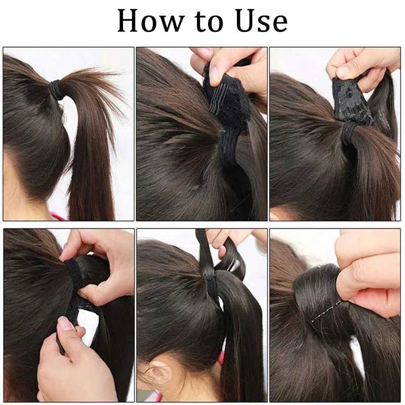 55CM long corn wavy ponytail with hair wrapped around the hair clip Ombre black hair extension ponytail W240817