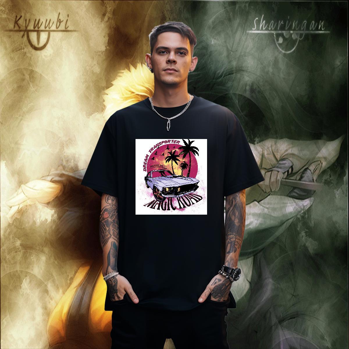 Soft Tshirts Home Outdoor 100% Cotton 230g Custom Anime Short Sleeve O-Neck car T shirt Classic Casual Wear
