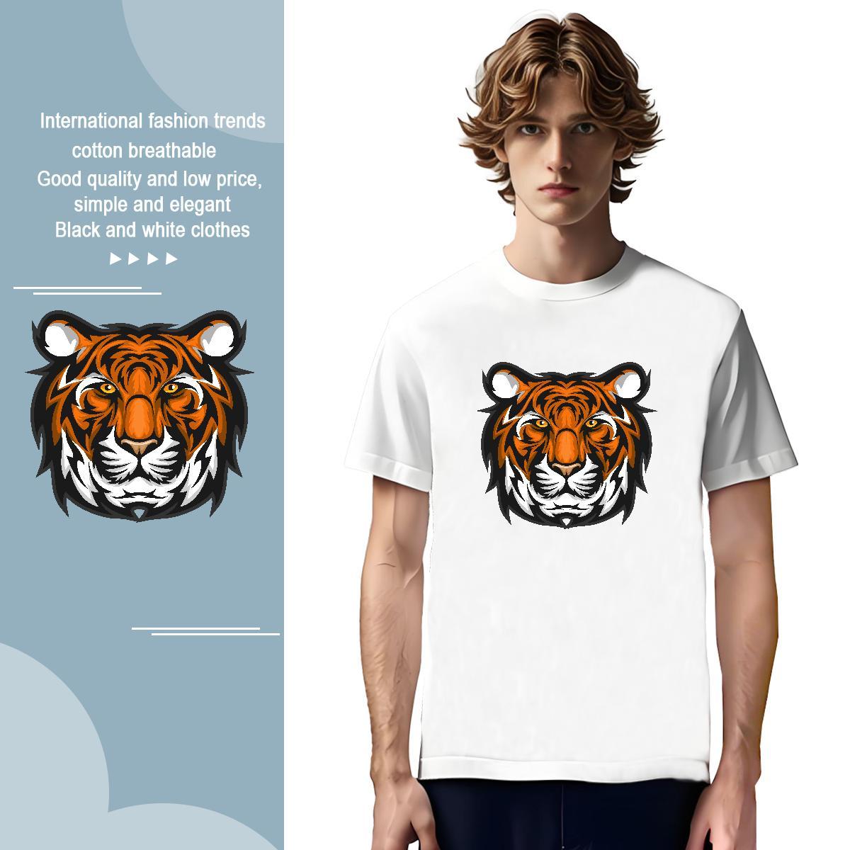 Cool Design T shirt tiger Crew Neck Breathable Summer Casual Custom Anime 100% Cotton 230g Tshirts Fashion Casual Tees Shirts