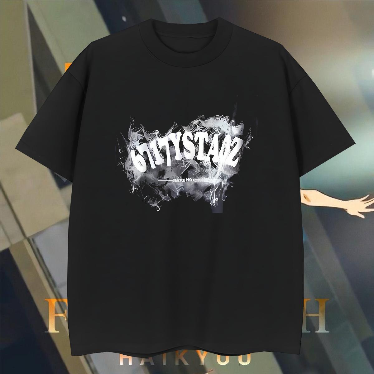 TOP Quality letter 230g Pure Cotton Tshirts Street Crew Neck T-Shirts Fashion Custom Anime Top Tees