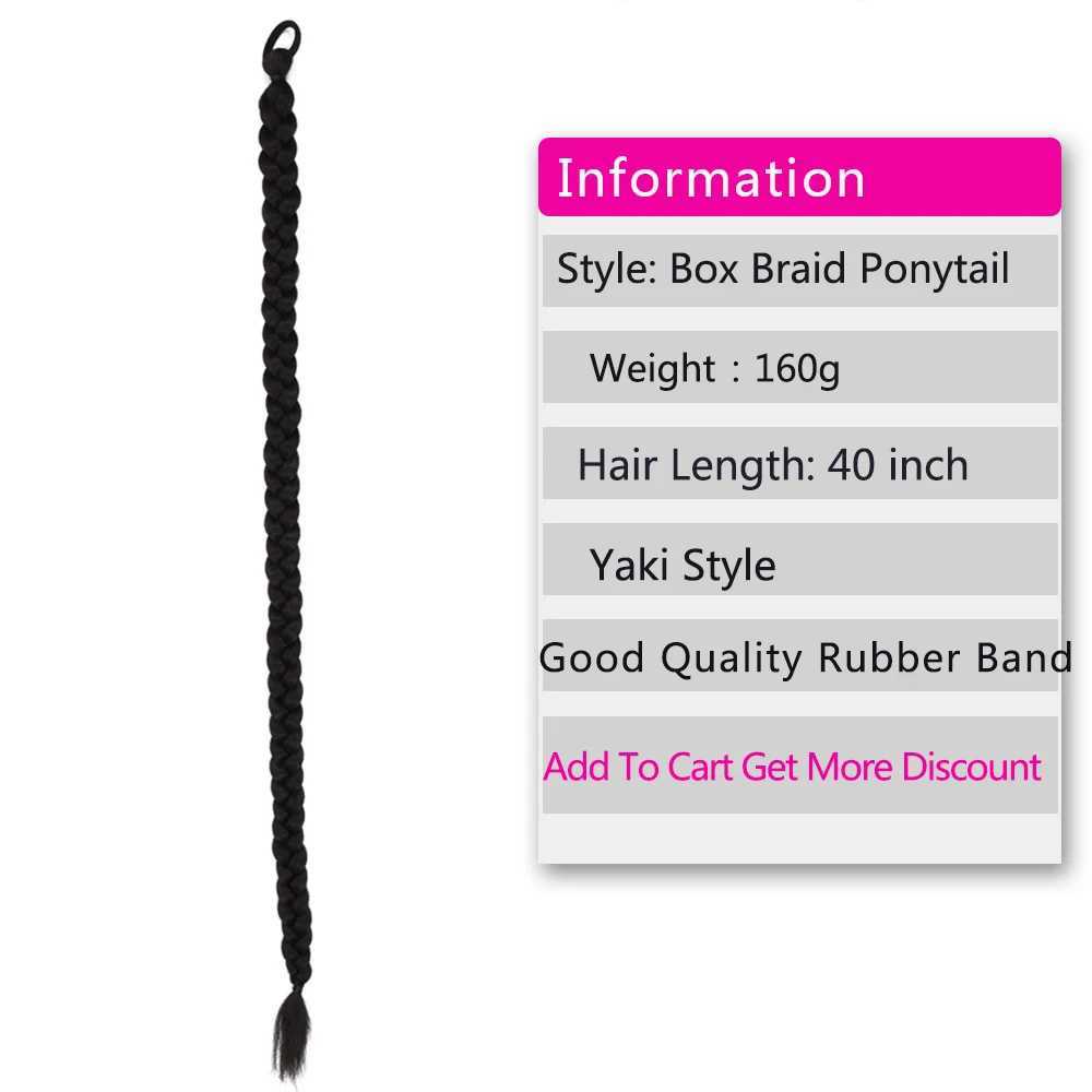 40 inch ultra long box braided brushed ponytail synthetic natural ponytail wig suitable for black women to clip and extend their hair W240817