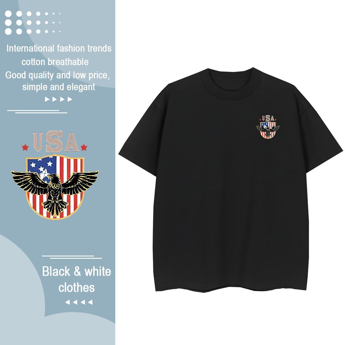 2024 Summer Men Clothes T-Shirt eagle Home Outdoor 230g Pure Cotton Tees Shirts Breathable Soft Men T Shirts DIY Printed