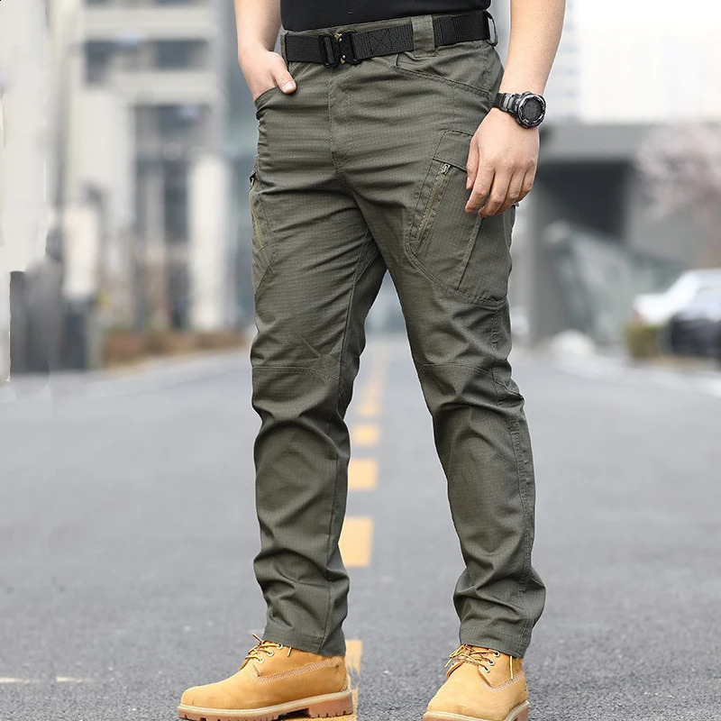 Mens military tactical pants large side pockets abrasion resistant scratch mens outdoor transparent hiking 240808
