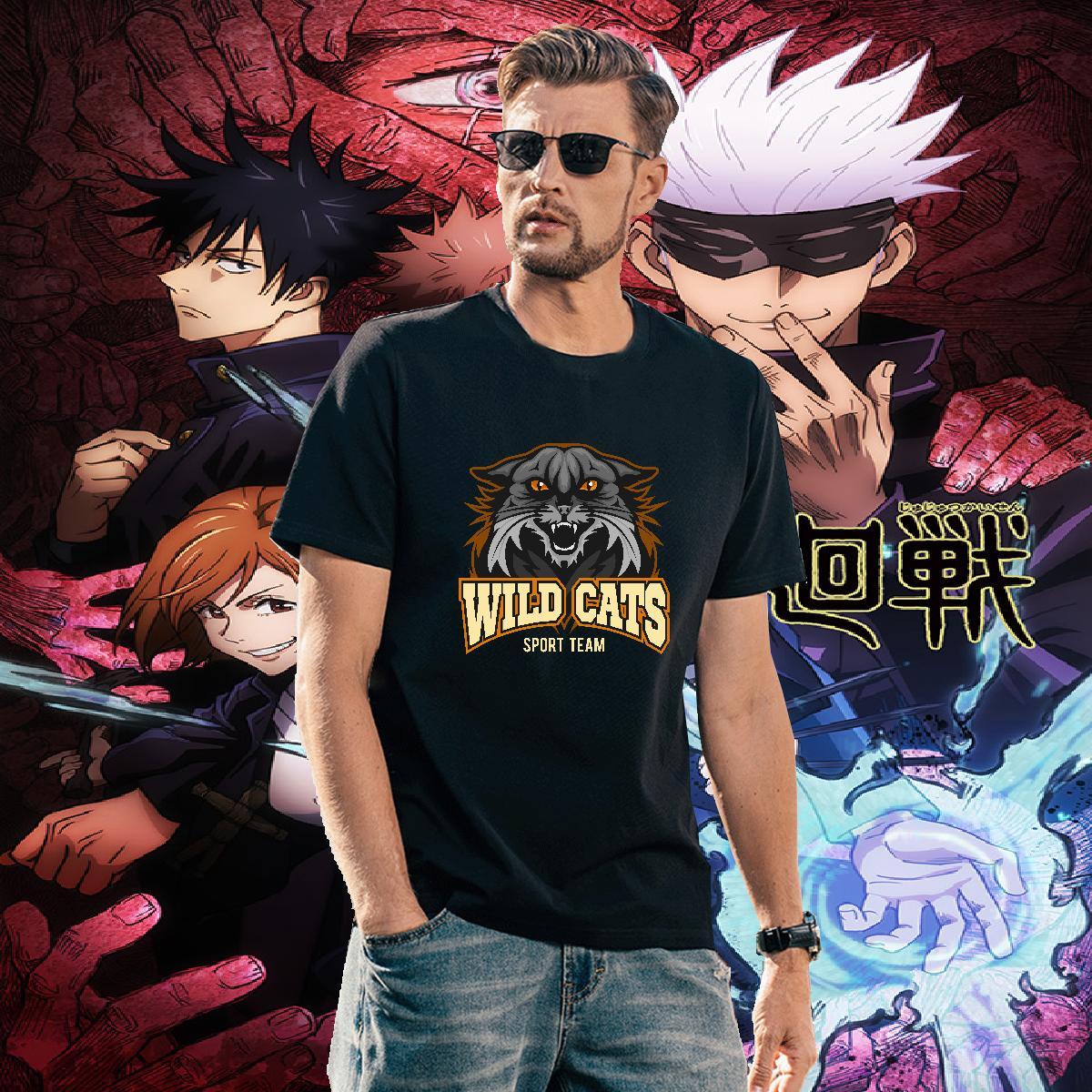 Brand T Shirts Men wild cat Breathable Crew Neck Street Wear Graphic 230g Pure Cotton Men Tops Tees Factory Direct Polos
