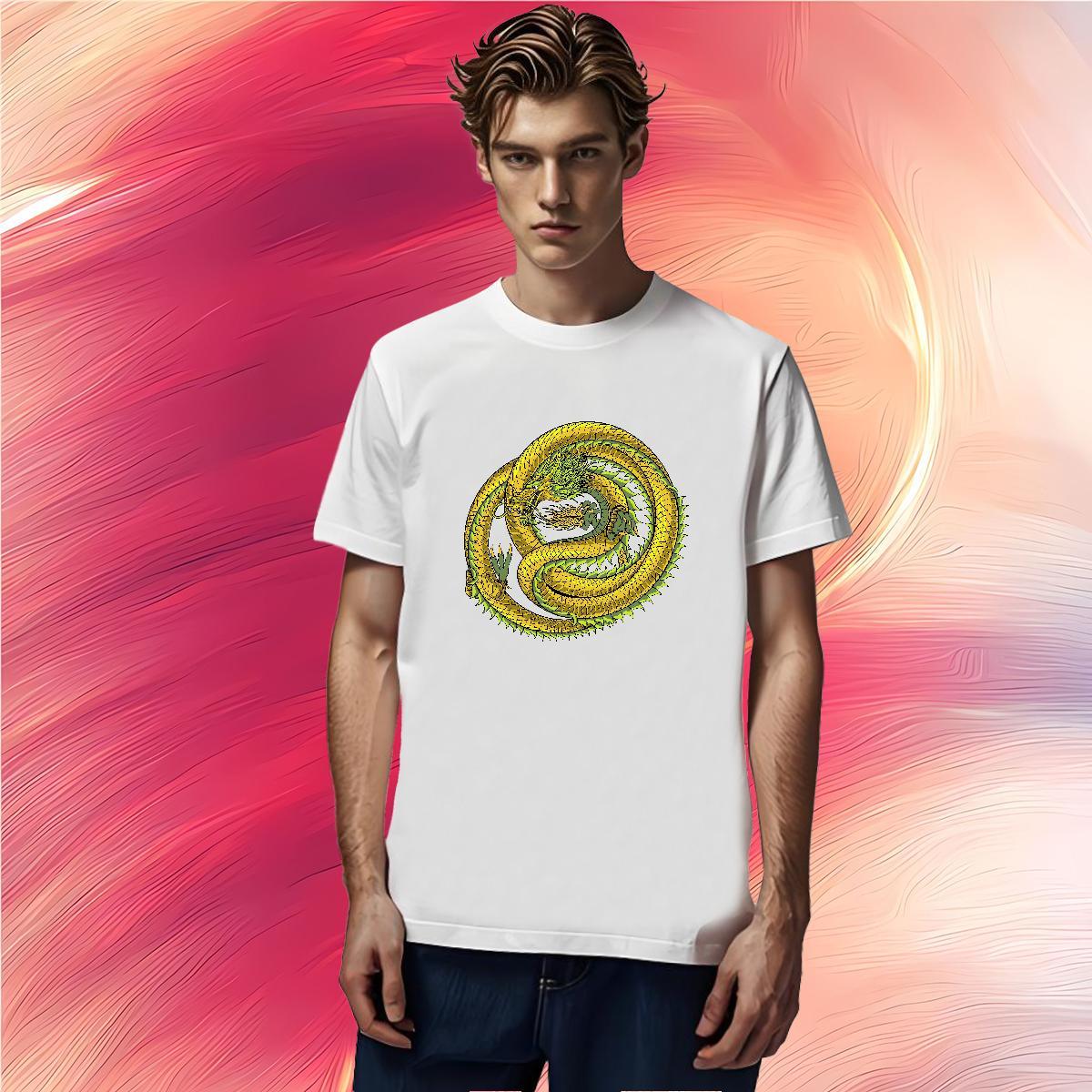 Mens T Shirts 100% Cotton 230g dragon Spring Summer Breathable Custom Printing Men Clothes T-Shirt Brand Popular Tees