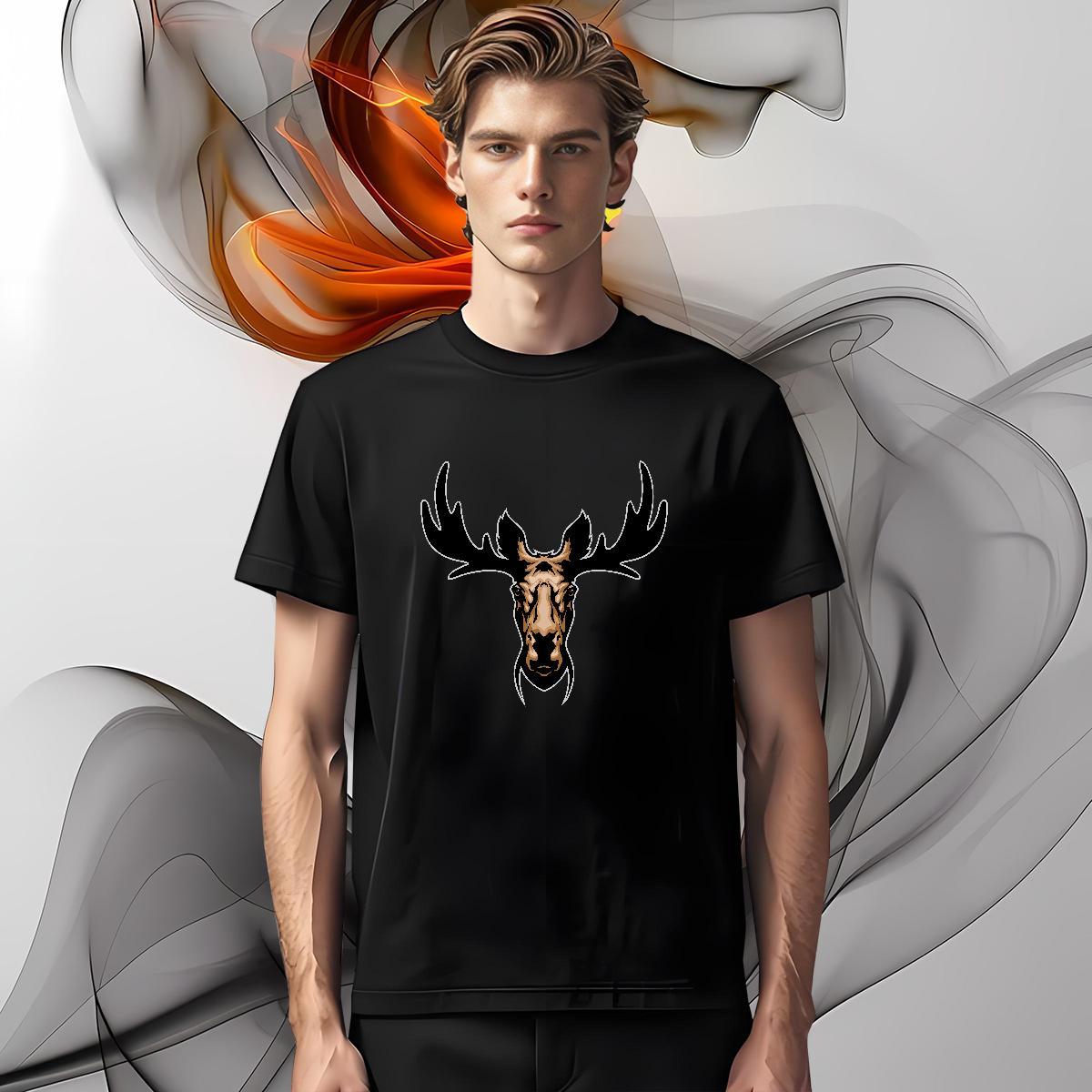 Loose Fit T shirt deer Breathable Crew Neck Daily Wear Custom Big Size 230g Cotton Men Tops Tees Casual New Clothings