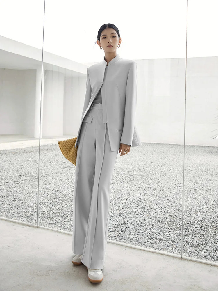 BJTZ Womens Stand up Collar Jacket SpringSummer Retro Simple ner High Waist Pants HL105 240819