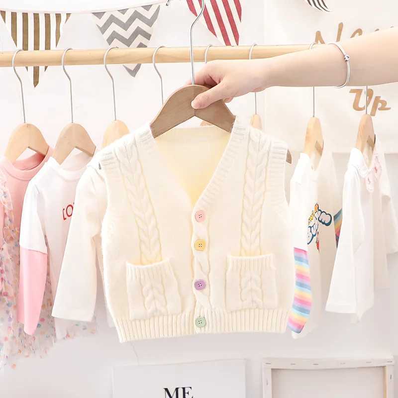 1-6T Cable-knit Sweater Tank for Girl Toddler Kid Baby Spring Autumn Sweater V Neck Knit Cardigan Vest Knitwear Clothes FY10222XJ240819