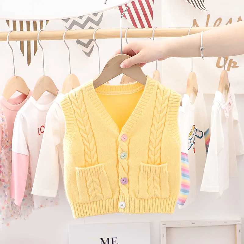 1-6T Cable-knit Sweater Tank for Girl Toddler Kid Baby Spring Autumn Sweater V Neck Knit Cardigan Vest Knitwear Clothes FY10222XJ240819