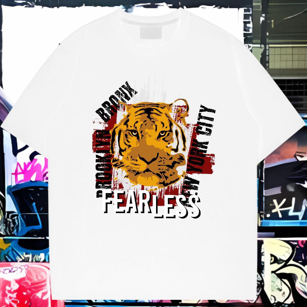 Classic Men T Shirts tiger Breathable Short Sleeve Casual Beach DIY Anime 230g 100% Cotton Couples T Shirts Factory Direct Tees Shirts