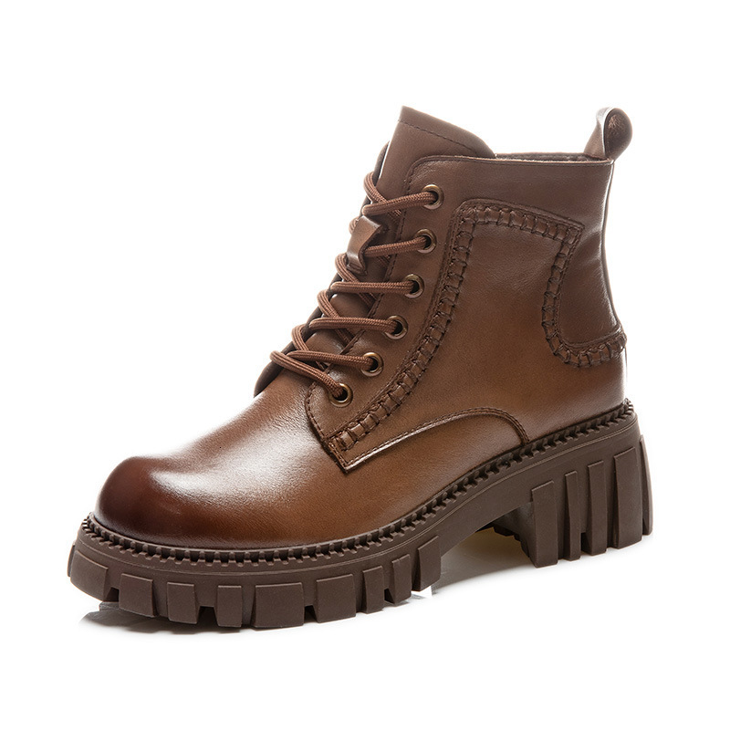 Ddmysports Ead Layer Cowhide Thick Soled Short Korean Autumn New British Style Martin Women S Casual Boots Children OUTDOOR