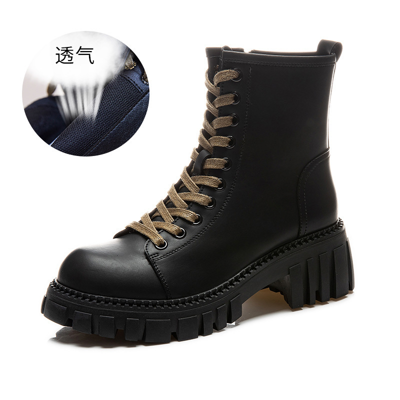 Ddmysports Genuine Martin Short Women In The Autumn Of New Leather Skinny Thick Heels S Boots Casual And Versatile For Children OUTDOOR