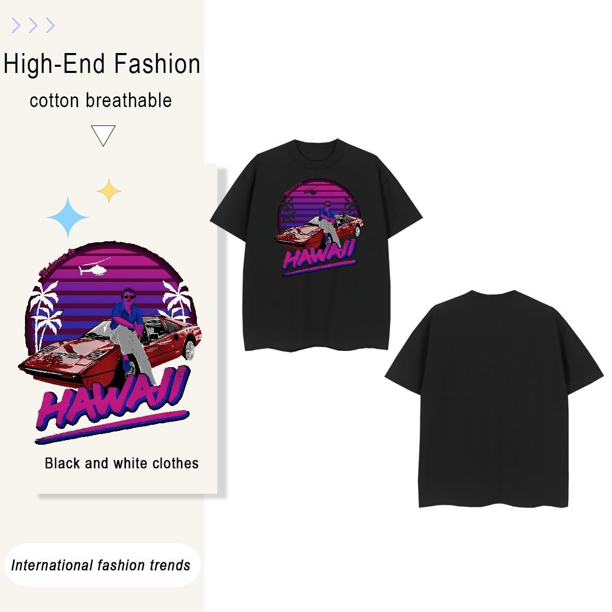 Comfortable car 230g Cotton Couples T Shirts Daily Wear Breathable Short Sleeve T-Shirts for Men Fashion Casual Cartoon Printing L-4XL Tops