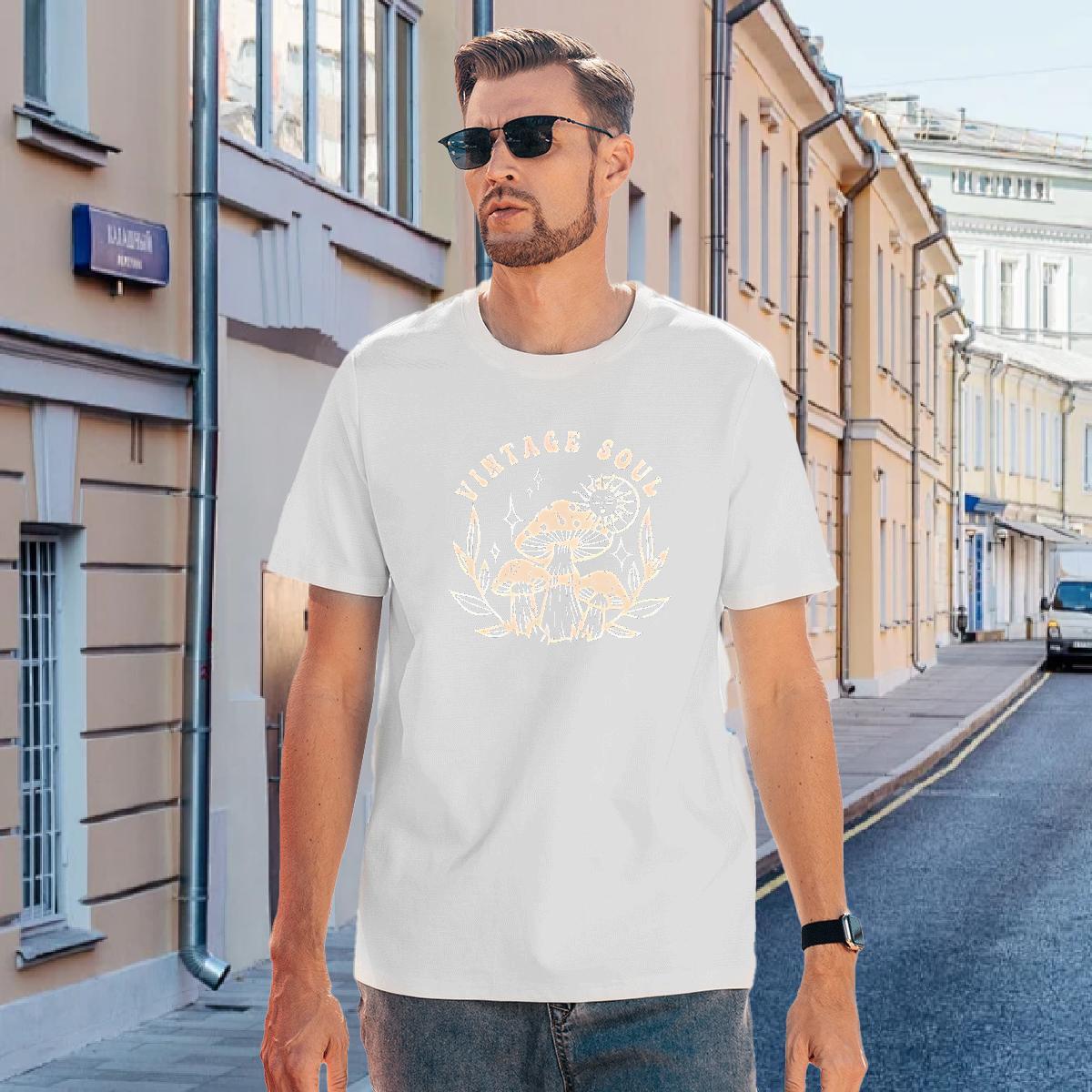 T Shirts Men 230g Pure Cotton painting Street Wear Breathable Short Sleeve Plus Size Cartoon Tshirts Classic Casual Cool Tops Shirt