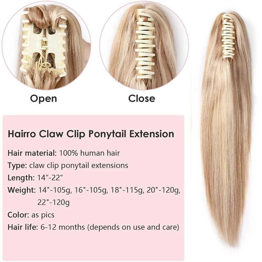 Rich choices 100% extension of ponytail for human hair long chin/claw ponytail with female hair clip W240817