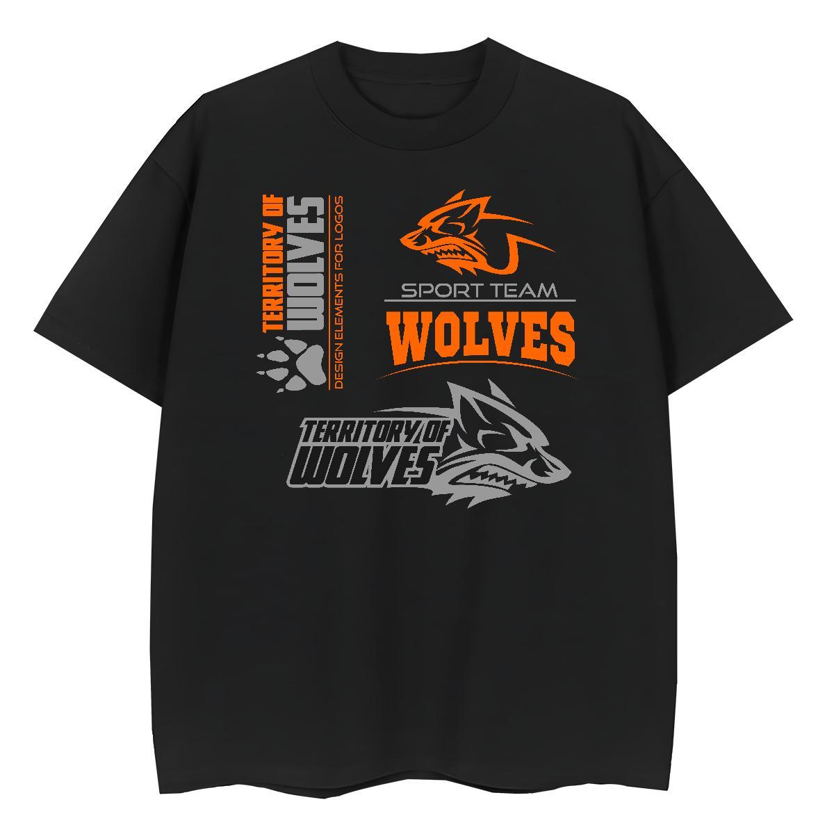 New Couples T Shirts Outdoor Breathable Crew Neck Polos Designer 230g Pure Cotton wolf Black Oversized T-Shirts
